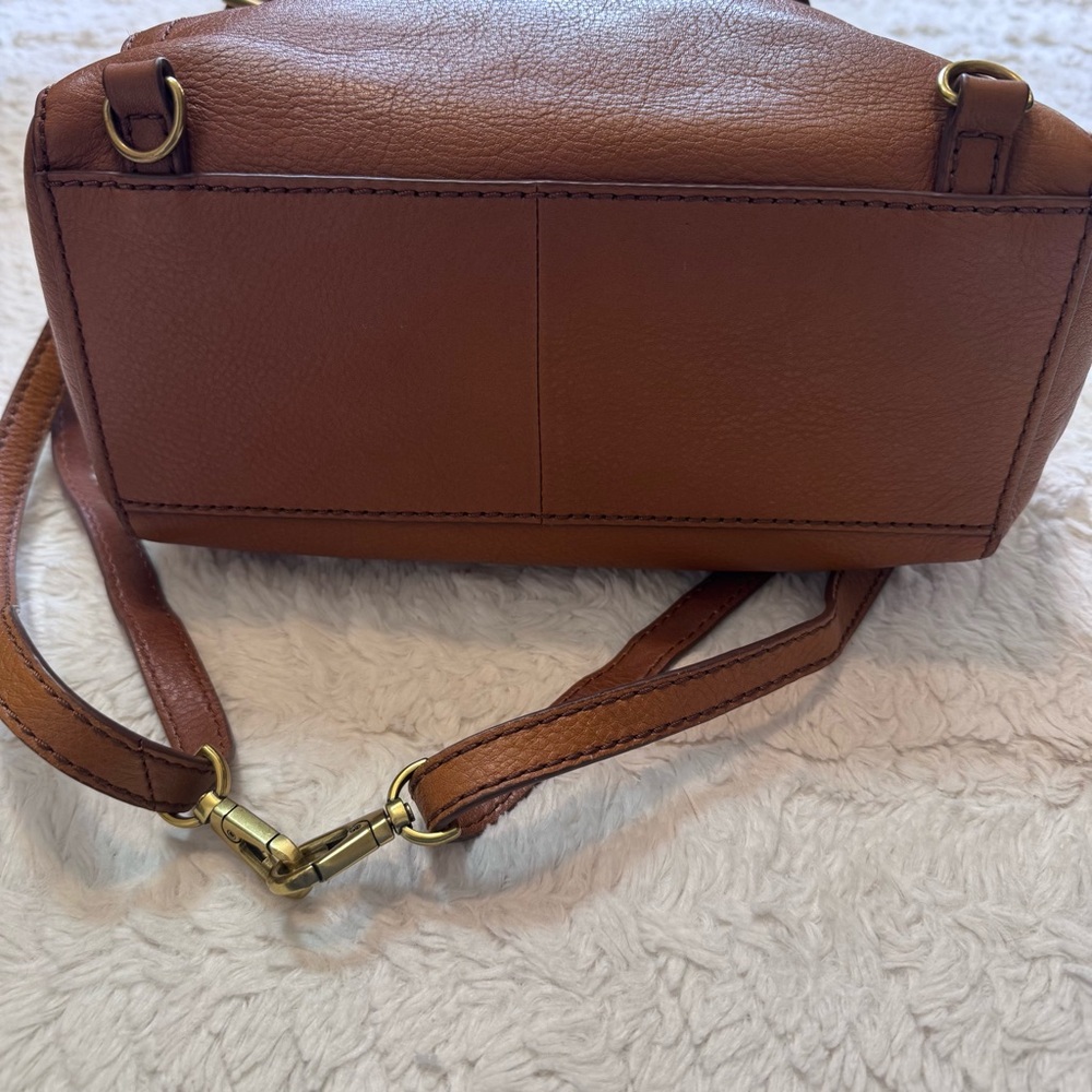 Fossil key Camilla Convertible Leather Backpack Tan Brown Crossbody brass - Picture 3 of 11